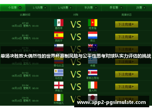 单场决胜放大偶然性的世界杯赛制风险与公平性思考对球队实力评估的挑战